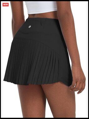 High Waisted Pleated Tennis Skort with Pockets, Lightweight Athletic Skirt